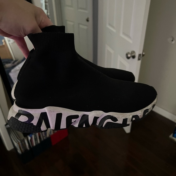 Balenciaga Black Knit High-Top Sneakers - Picture 1 of 6